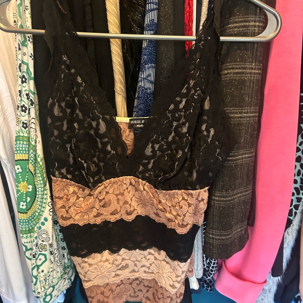 Guess Black and Tan Lace Camisole